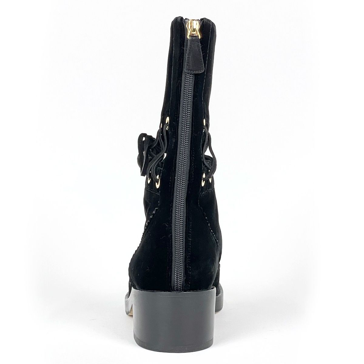 Chanel CC Logo Short Boots Shoes Velour Black — view 3