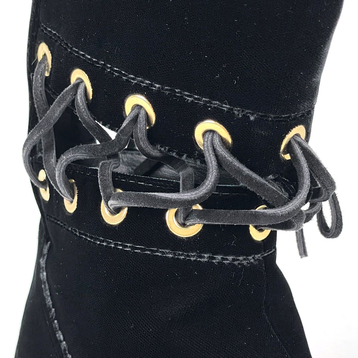 Chanel CC Logo Short Boots Shoes Velour Black — view 4