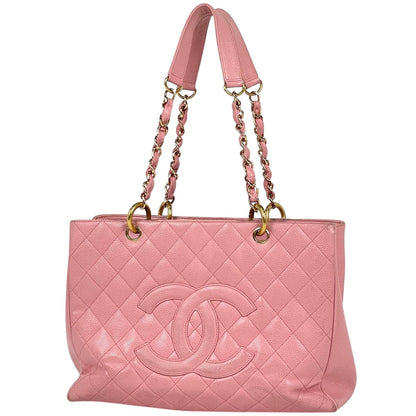 Chanel CC Logo Chain Tote Shoulder Bag Quilted Grand Shopping GST Caviar
