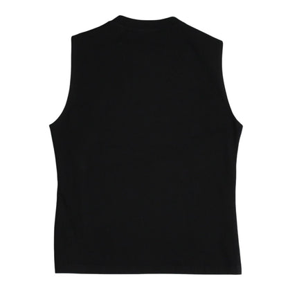 Dior Denim Logo Sleeveless Tank Top Galliano Era Fabric Fringe Y2k Black — view 2