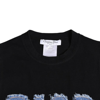 Dior Denim Logo Sleeveless Tank Top Galliano Era Fabric Fringe Y2k Black — view 3