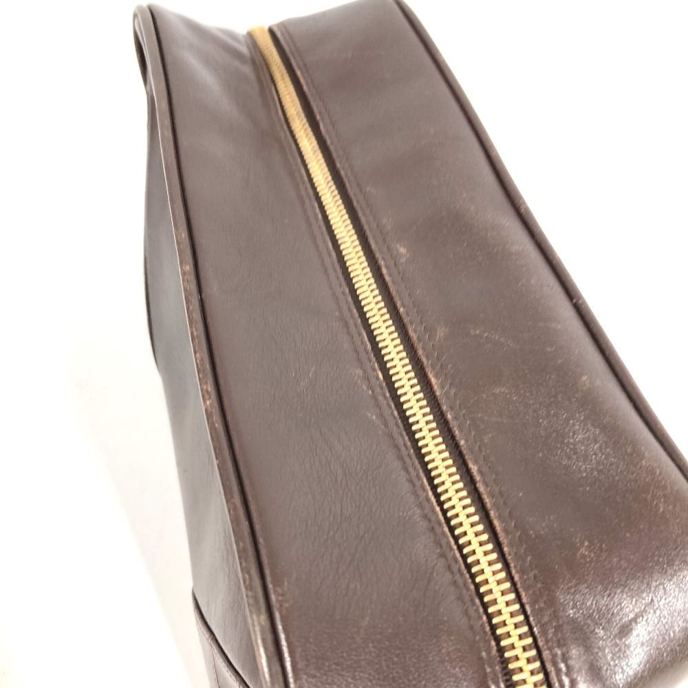 Chanel Clutch Quilted Logo Leather Brown — view 3