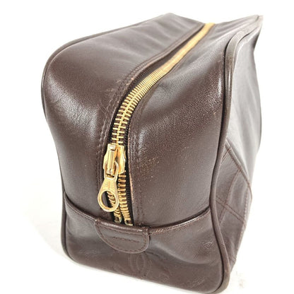 Chanel Clutch Quilted Logo Leather Brown — view 6
