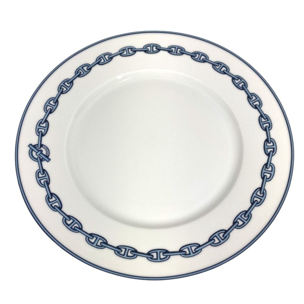 Hermes Plate Chaine D'Ancre Logo Ceramic Blue