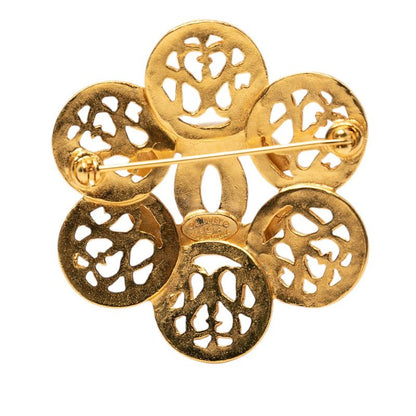 Chanel 95A CC Logo Flower Motif Vintage Brooch 95 Gold Plated — view 2