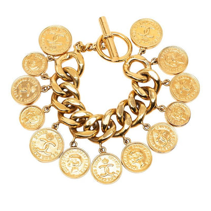 Chanel 31 Rue Cambon Vintage Coin Motif Bracelet Gold Plated
