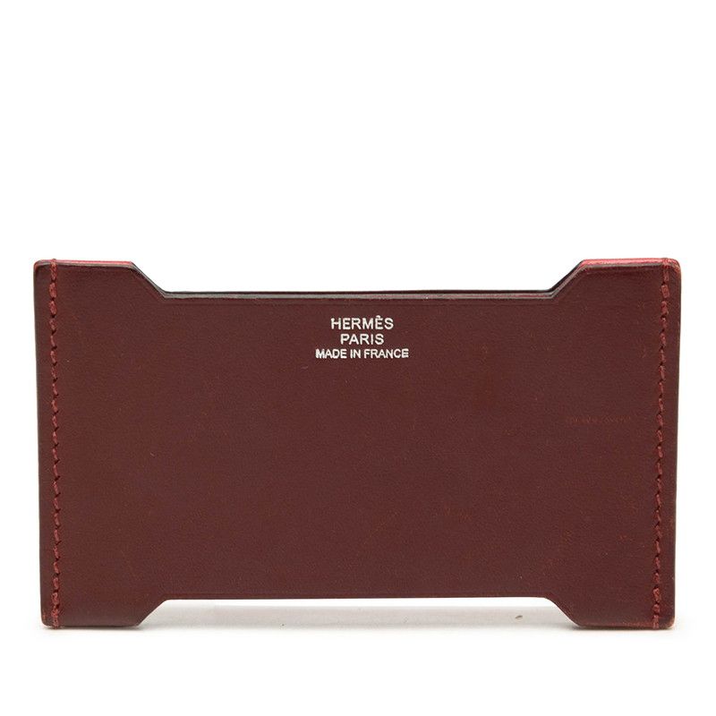 Hermes Manhattan Card Case Red Bordeaux Sombrero