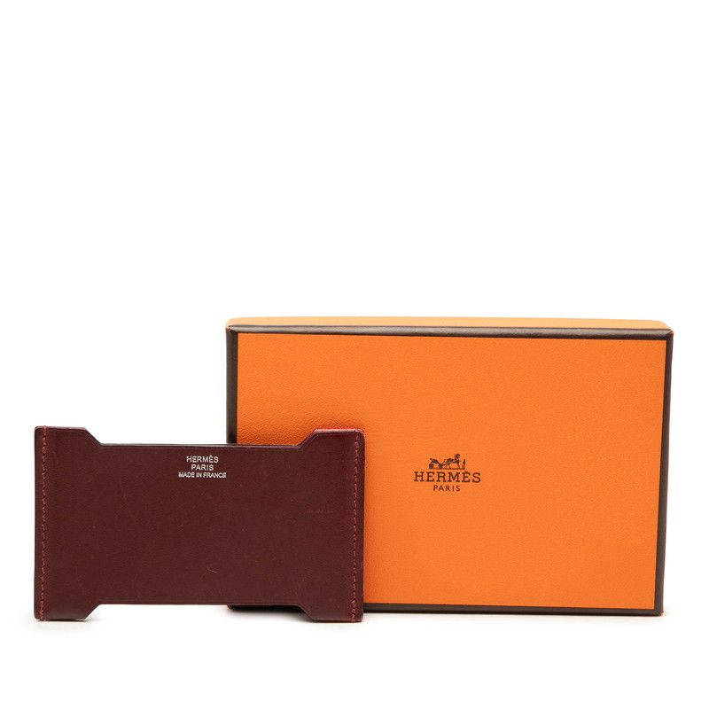 Hermes Manhattan Card Case Red Bordeaux Sombrero — view 6
