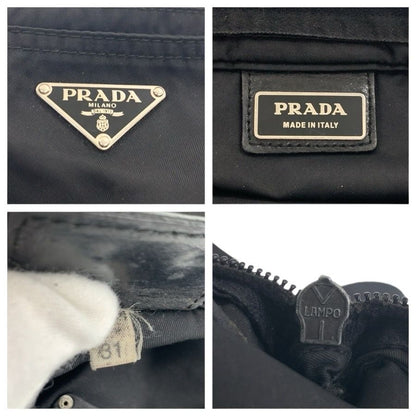 Prada Tessuto Black Silver Nylon Shoulder Bag — view 4