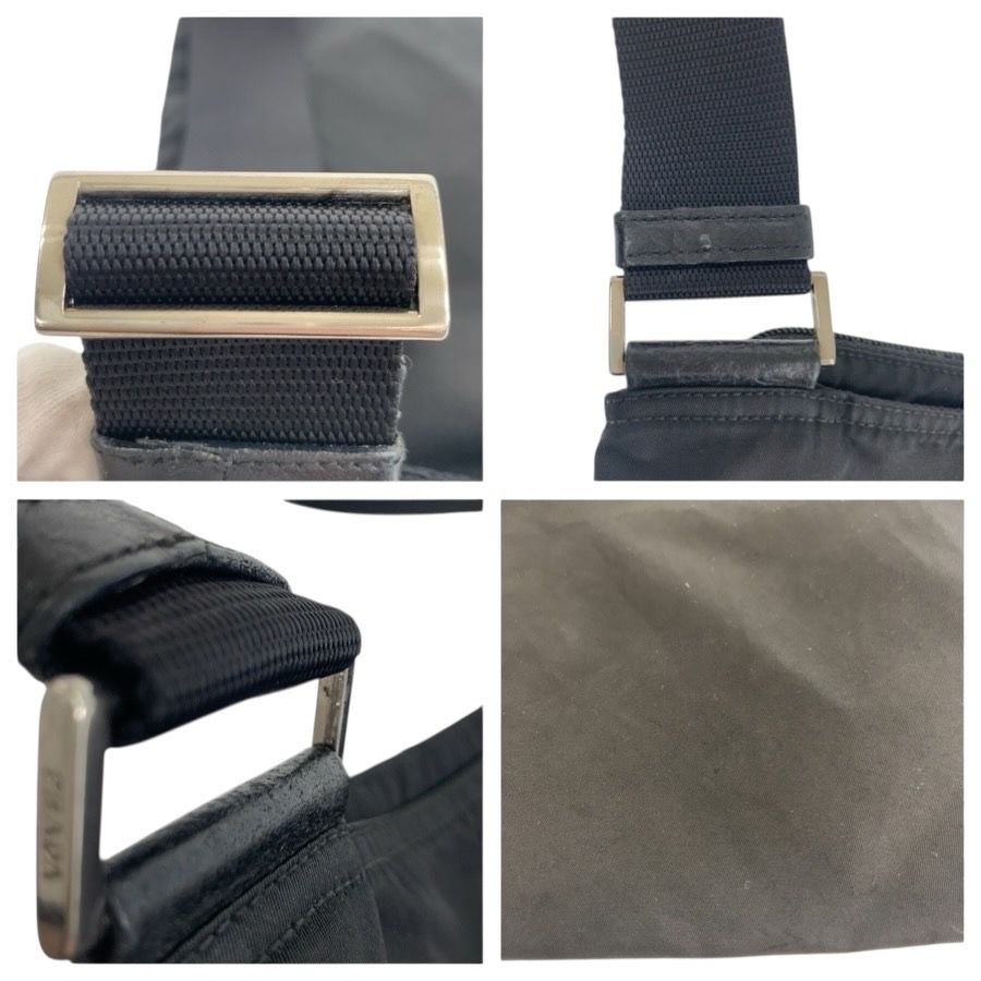 Prada Tessuto Black Silver Nylon Shoulder Bag — view 6