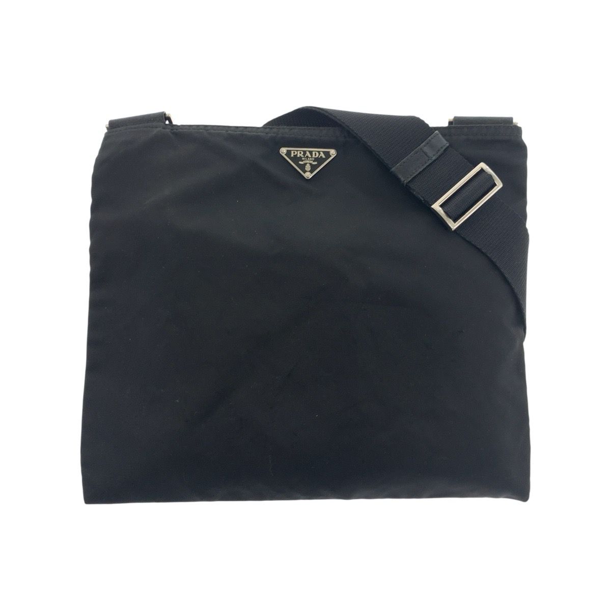 Prada Tessuto Black Silver Nylon Shoulder Bag