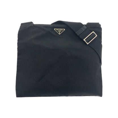 Prada Tessuto Black Silver Nylon Shoulder Bag