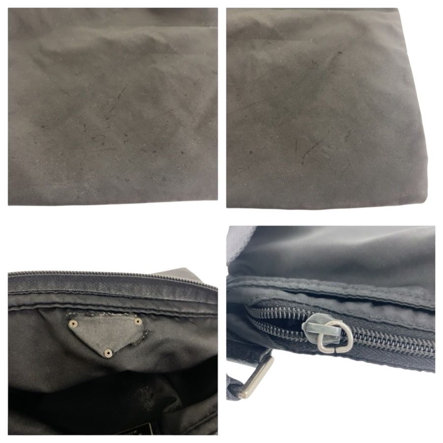 Prada Tessuto Black Silver Nylon Shoulder Bag — view 5
