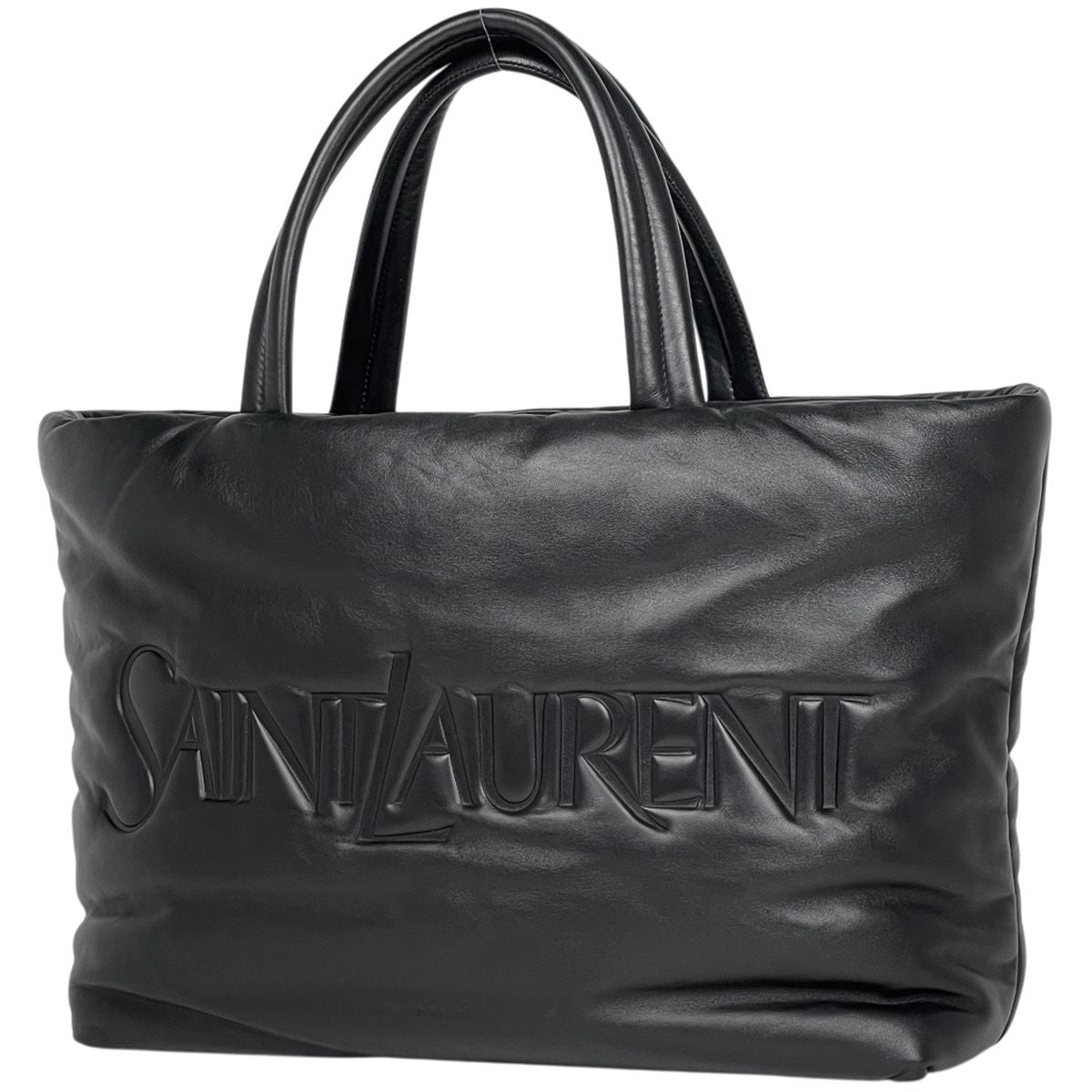 Saint Laurent Logo Tote Bag Leather Black