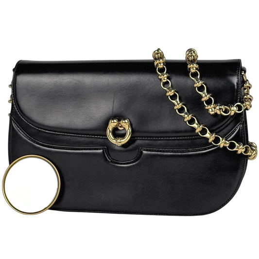 Gucci Chain Shoulder Bag Vintage Leather Black