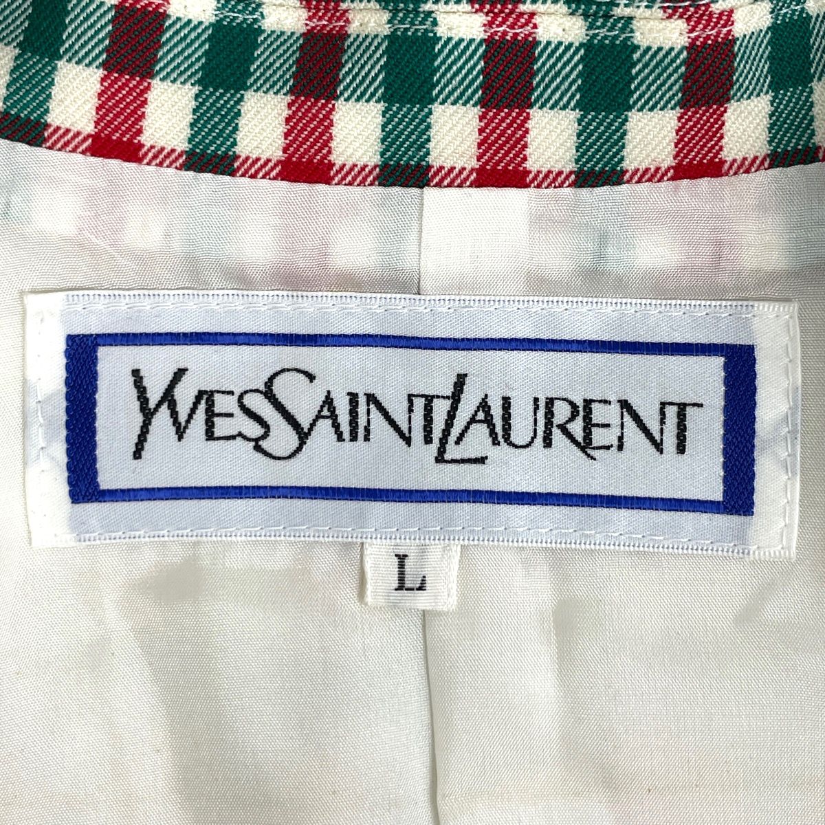 Saint Laurent Gingham Check Jacket Red Green — view 6