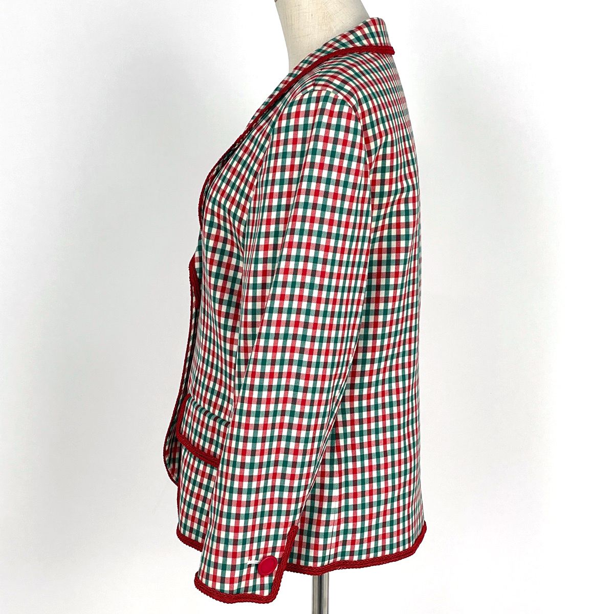 Saint Laurent Gingham Check Jacket Red Green — view 2