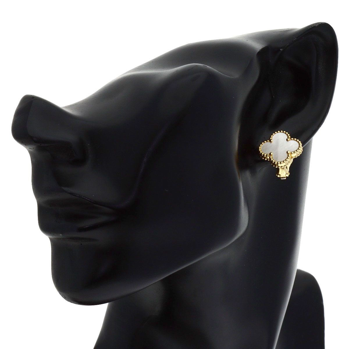 Van Cleef & Arpels Vintage Alhambra Mother of Pearl Earrings 18K Yellow Gold — view 5