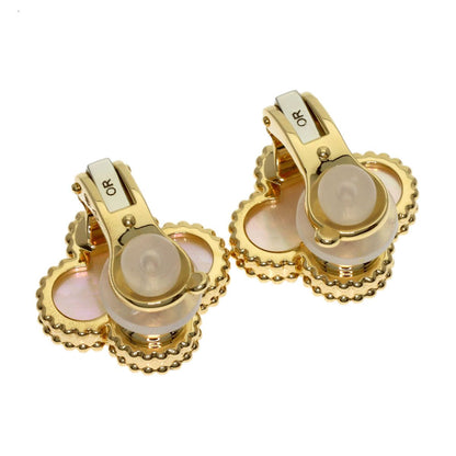 Van Cleef & Arpels Vintage Alhambra Mother of Pearl Earrings 18K Yellow Gold — view 2
