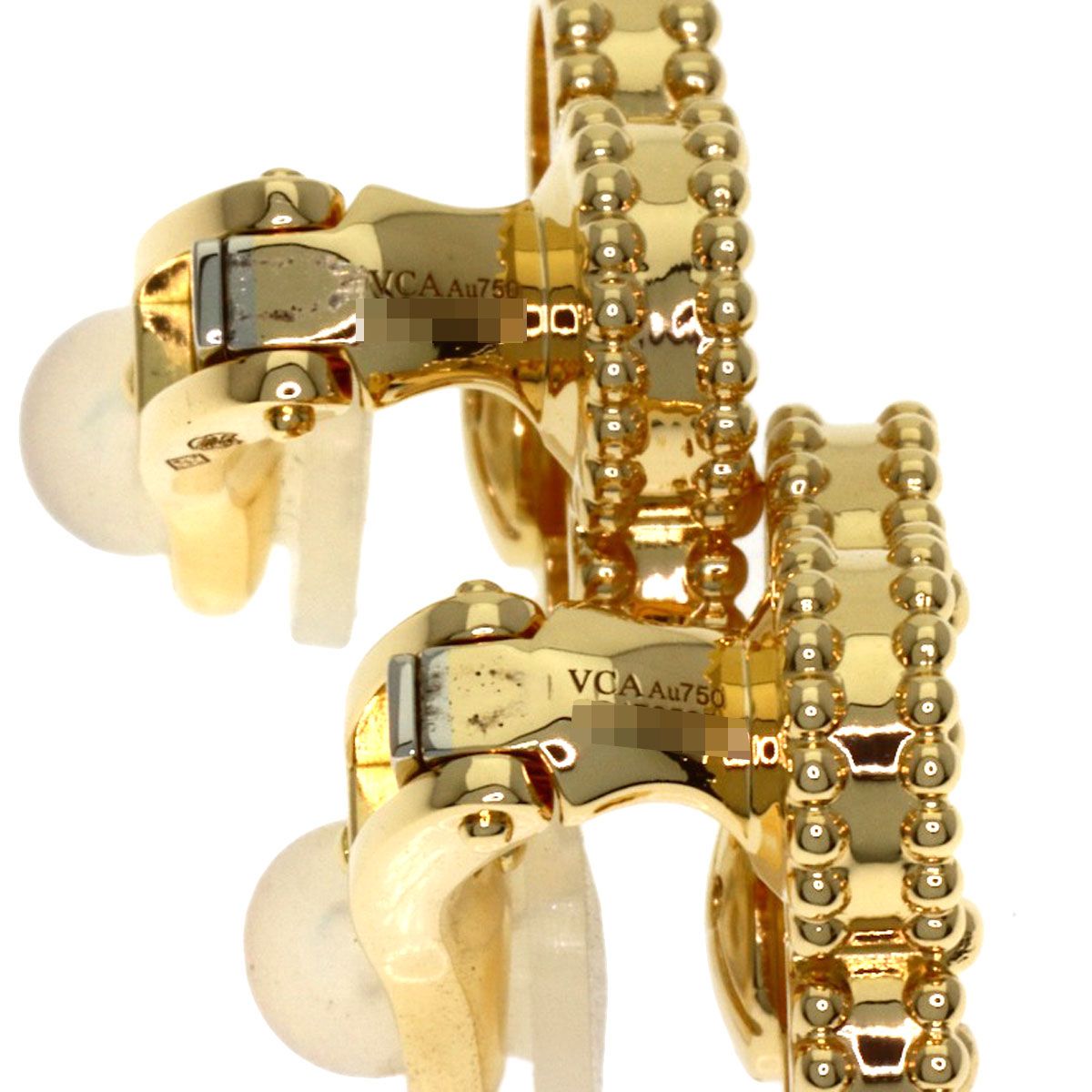 Van Cleef & Arpels Vintage Alhambra Mother of Pearl Earrings 18K Yellow Gold — view 4