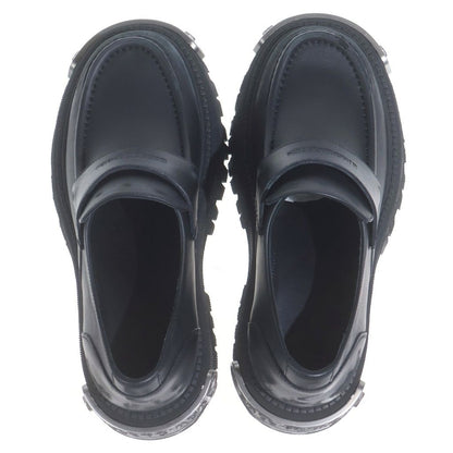 Balenciaga Tractor Loafers Distressed Leather Shoes with Loafers Plate Black — view 4