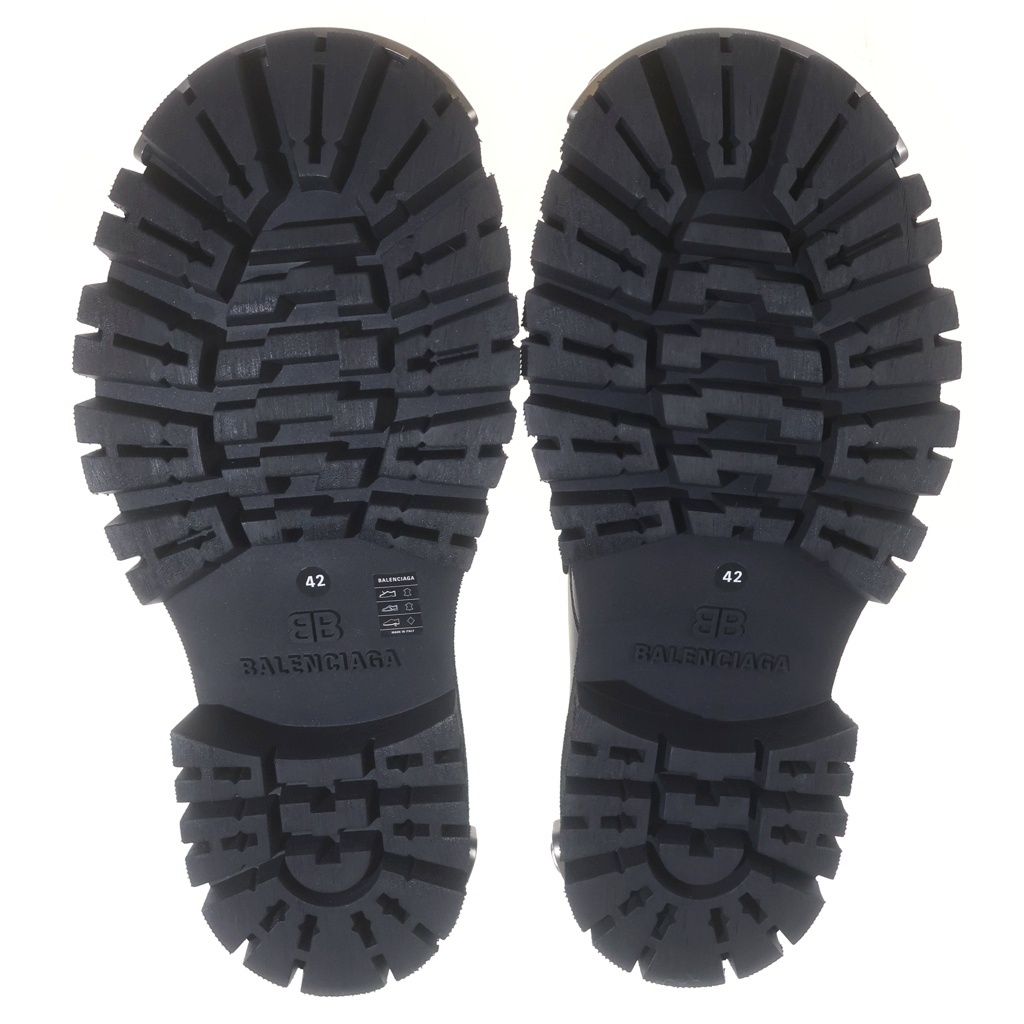 Balenciaga Tractor Loafers Distressed Leather Shoes with Loafers Plate Black — view 5