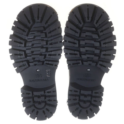 Balenciaga Tractor Loafers Distressed Leather Shoes with Loafers Plate Black — view 5