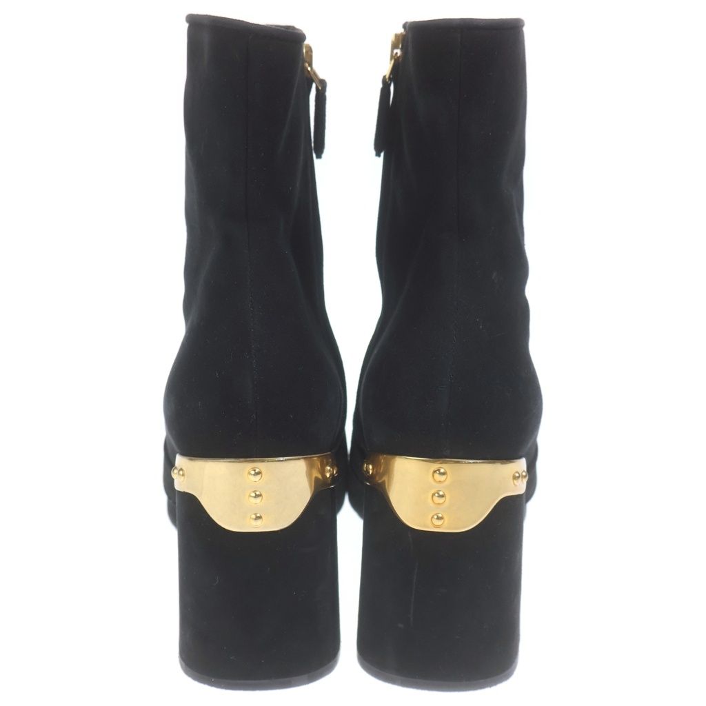 Prada Side Zip Suede Short Boots Black — view 3