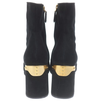 Prada Side Zip Suede Short Boots Black — view 3