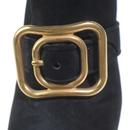 Prada Side Zip Suede Short Boots Black — view 6