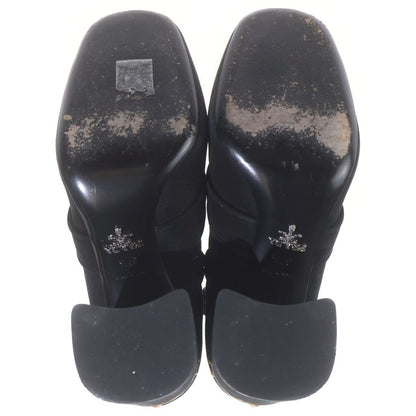 Prada Side Zip Suede Short Boots Black — view 5