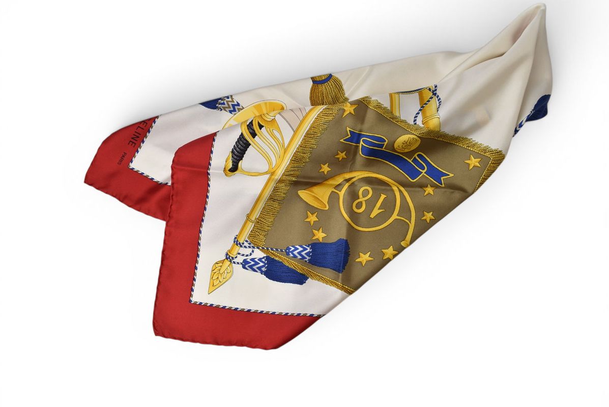 Celine Scarf Vintage Taiko Silk Red White — view 3