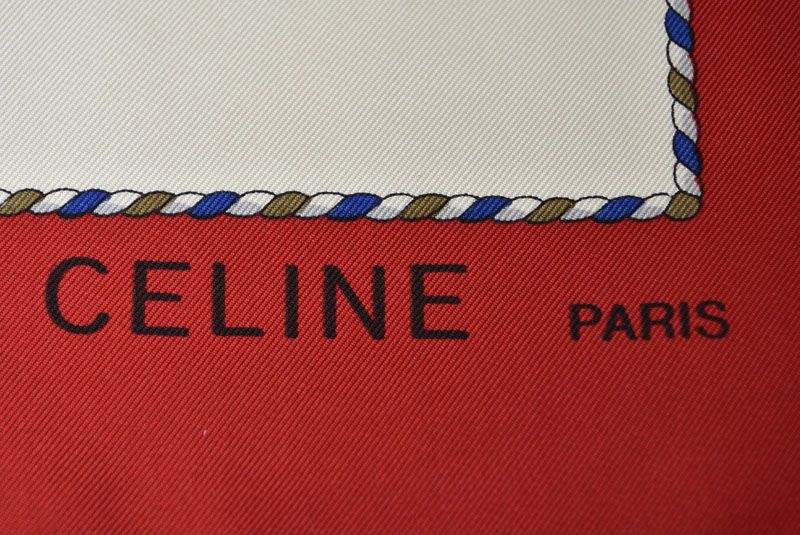 Celine Scarf Vintage Taiko Silk Red White — view 4