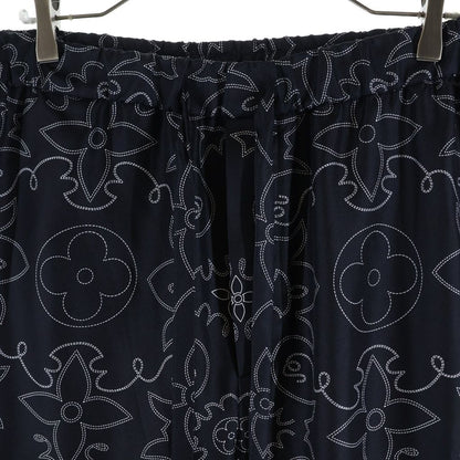 Louis Vuitton LV Monogram Pajamas Silk Pants Mrr All Over Print Long Navy — view 3