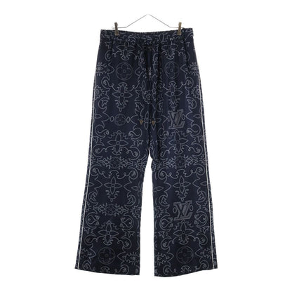 Louis Vuitton LV Monogram Pajamas Silk Pants Mrr All Over Print Long Navy