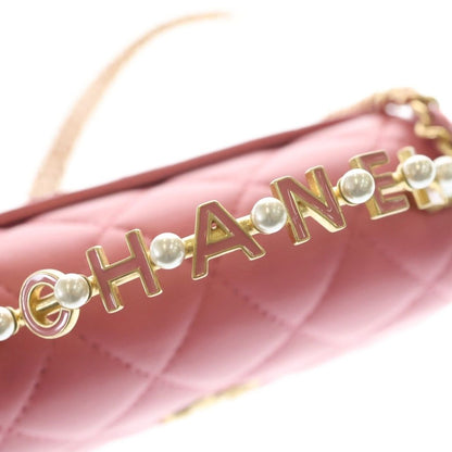 Chanel Mini Quilted 2-Way Chain Shoulder Lambskin Bag Pearl Pink — view 6