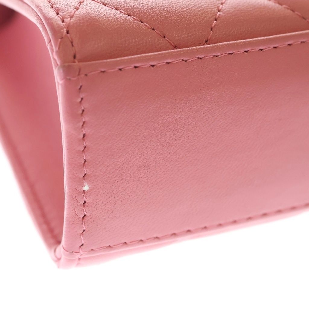 Chanel Mini Quilted 2-Way Chain Shoulder Lambskin Bag Pearl Pink — view 5