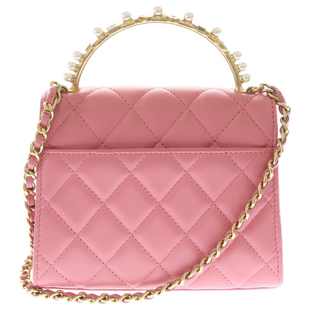 Chanel Mini Quilted 2-Way Chain Shoulder Lambskin Bag Pearl Pink — view 2