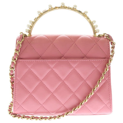 Chanel Mini Quilted 2-Way Chain Shoulder Lambskin Bag Pearl Pink — view 2