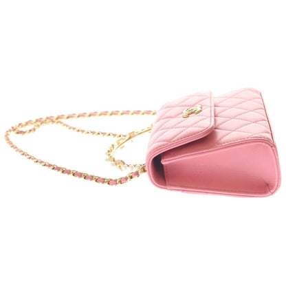 Chanel Mini Quilted 2-Way Chain Shoulder Lambskin Bag Pearl Pink — view 3