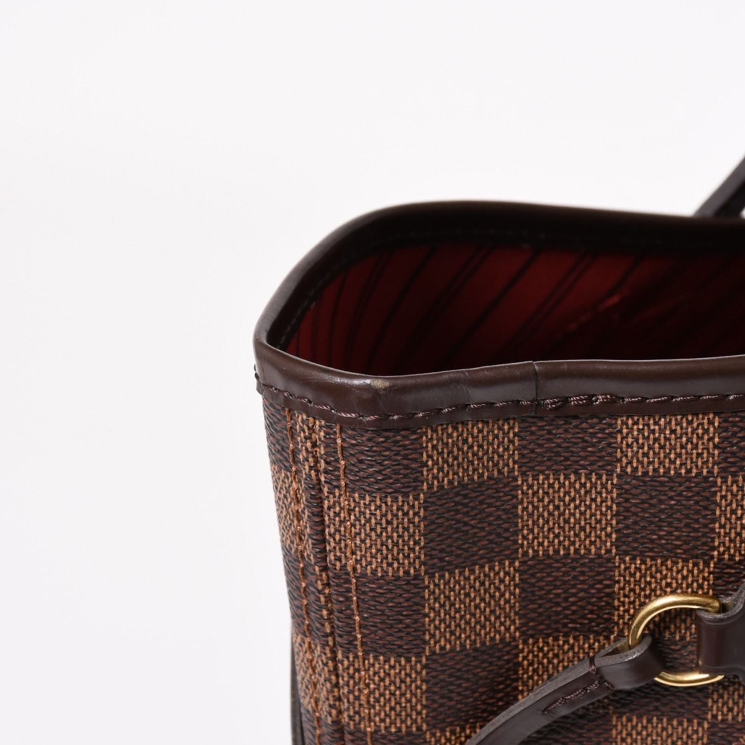 Louis Vuitton Damier Neverfull MM Tote Bag Leather Brown Gold — view 5