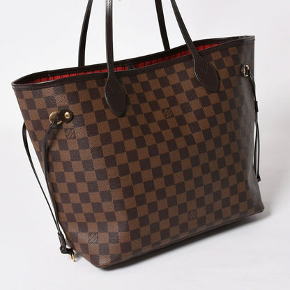 Louis Vuitton Damier Neverfull MM Tote Bag Leather Brown Gold — view 3