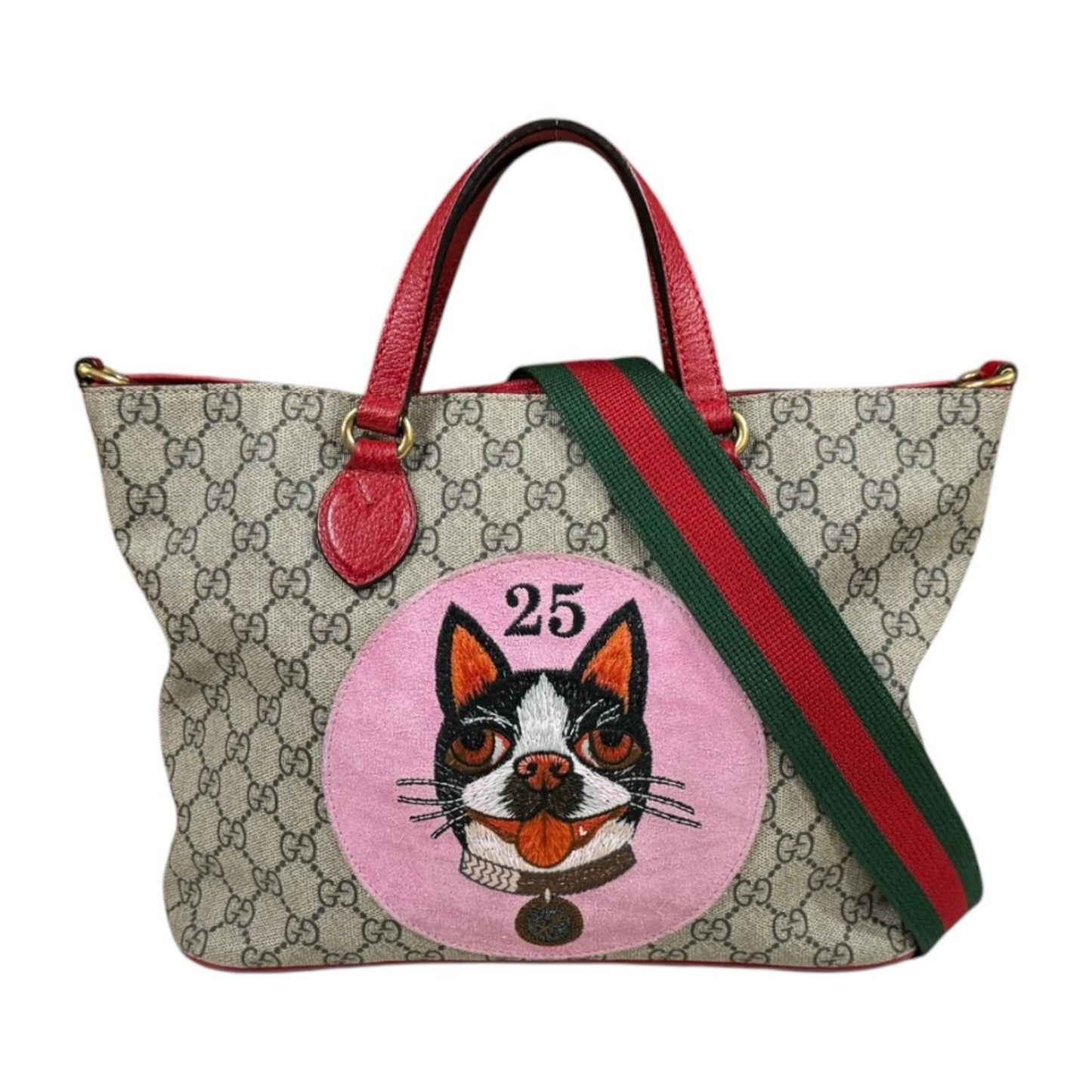 Gucci Bosco Patch GG Supreme Shoulder Bag Canvas Brown