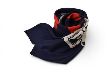 Chanel Scarf Shawl Vintage CC Logo CC Playing Cards Pattern Silk Navy — view 2