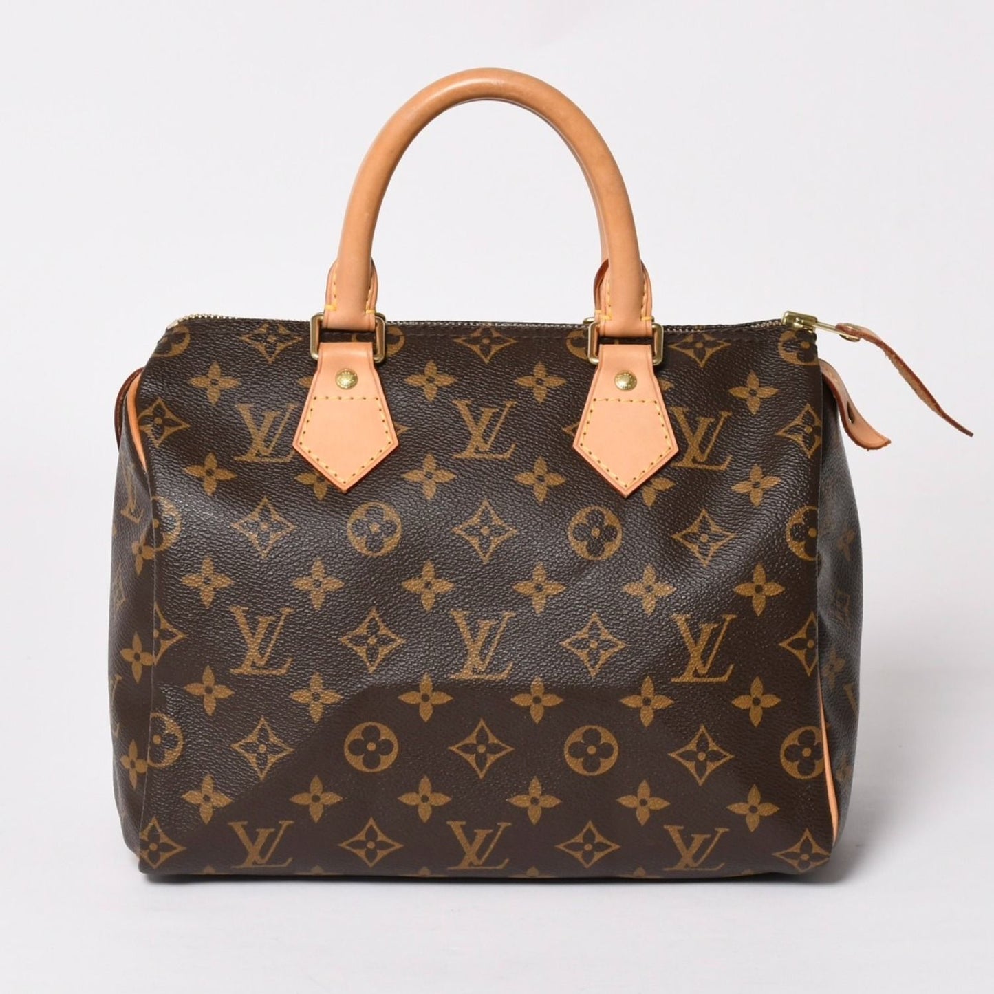 Louis Vuitton Speedy 25 Handbag Monogram Leather Brown Gold