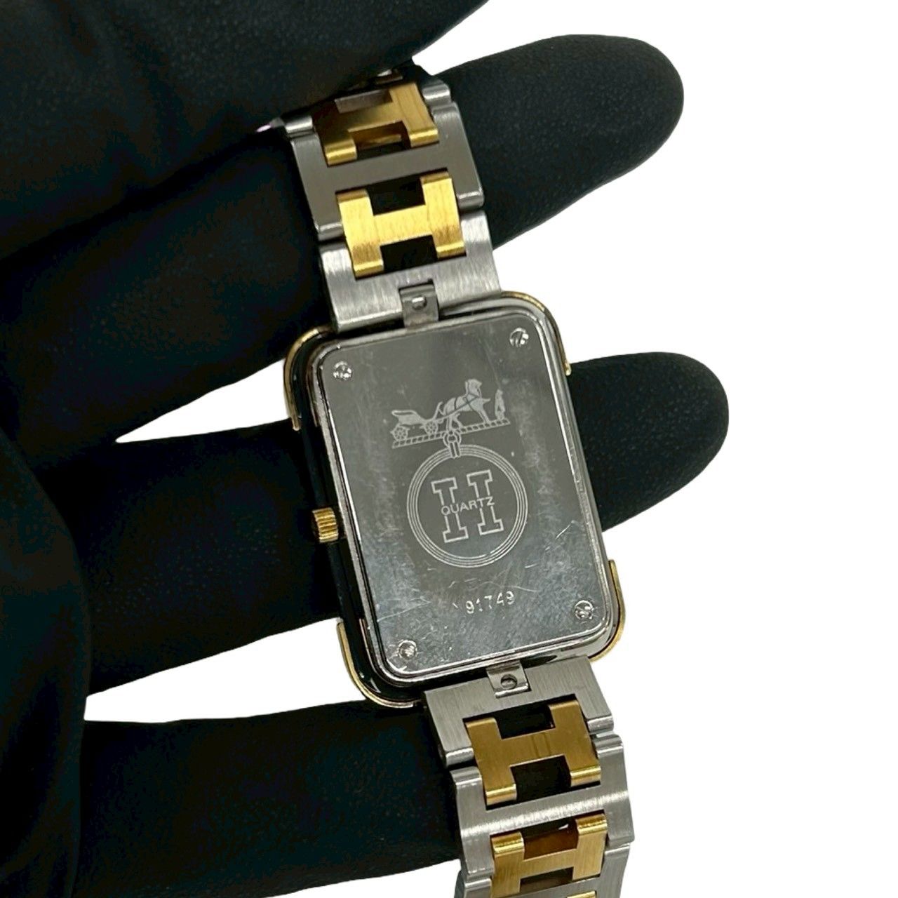 Hermes Vintage Croajour Logo Stainless Steel Watch Wrist Gold Silver — view 6