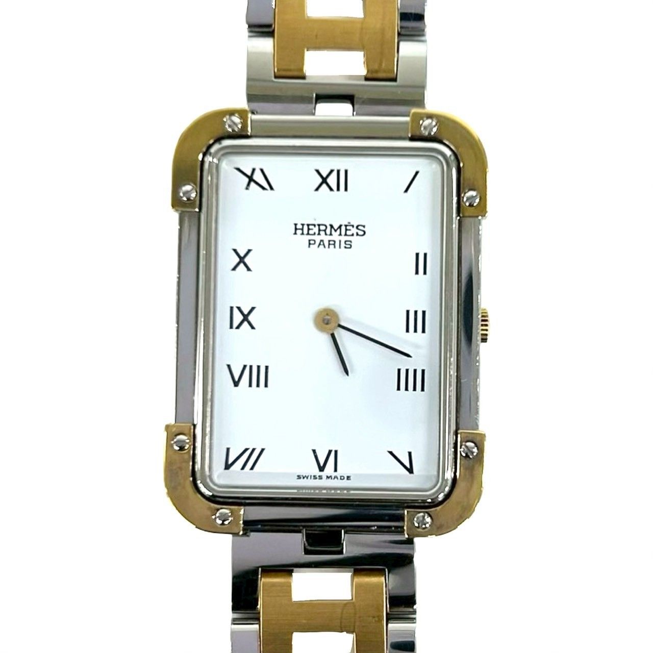 Hermes Vintage Croajour Logo Stainless Steel Watch Wrist Gold Silver — view 5
