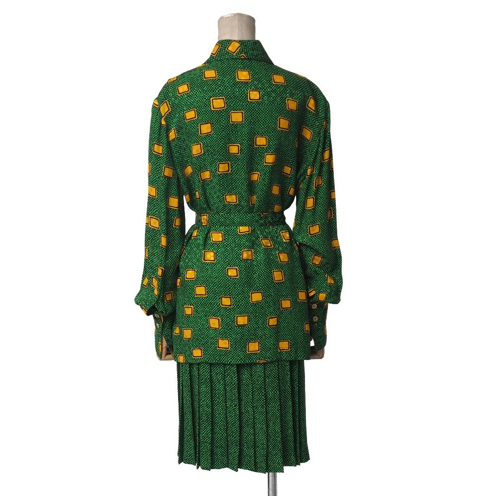 Celine Vintage Skirt Set 38 Belted Blouse Pleated — view 2