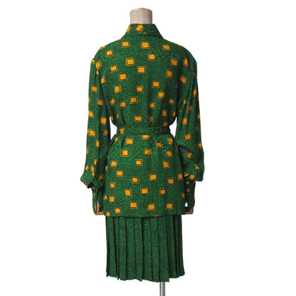 Celine Vintage Skirt Set 38 Belted Blouse Pleated — view 2