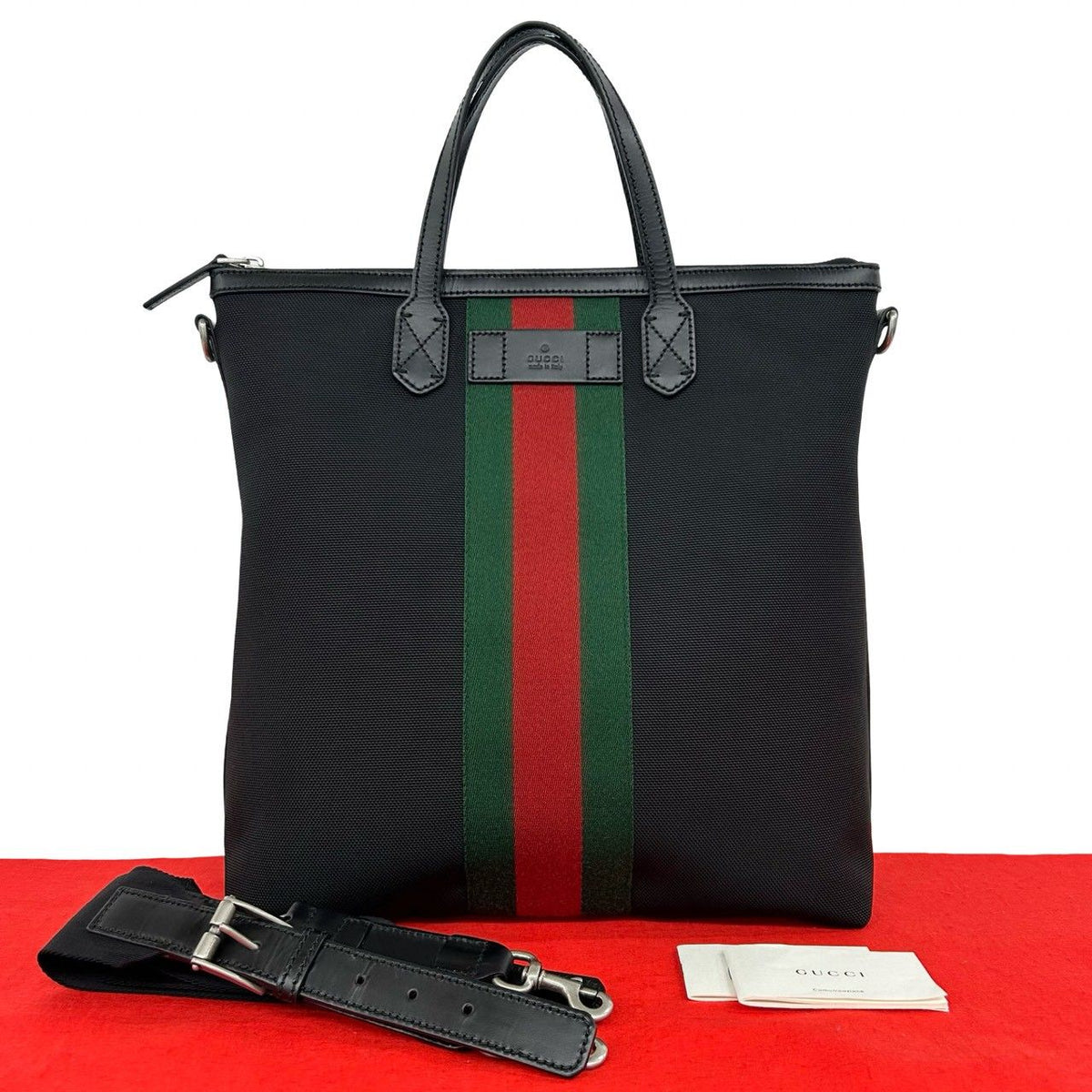 Gucci Sherry Line Canvas Leather 2-Way Shoulder Bag Business Black